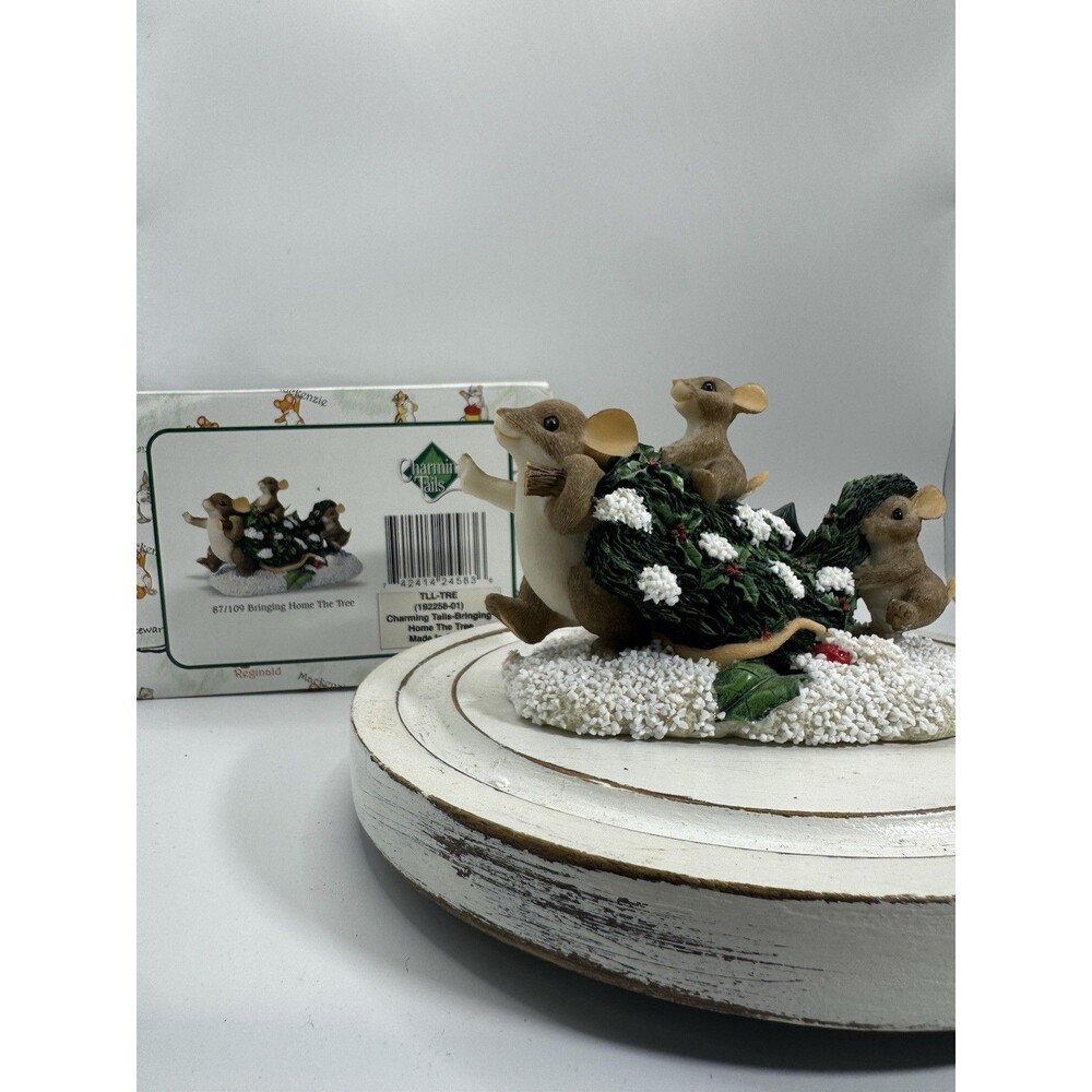 Vintage Charming Tails Bringing Home The Tree! 2001 With Box Fitz And Floyd